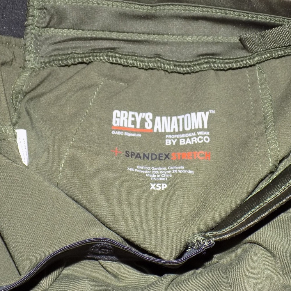 Greys Anatomy‎ Scrub Set Women S/XSP Olive Green Excellent Spandex Stretch Barco - Picture 6 of 10